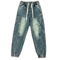 Men's Vintage Tapered Fit Jeans – Washed Denim with Buttons