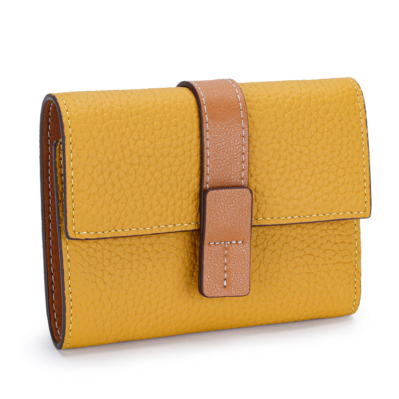 Women's Leather Wallet Short – Color Block Elegant Purse