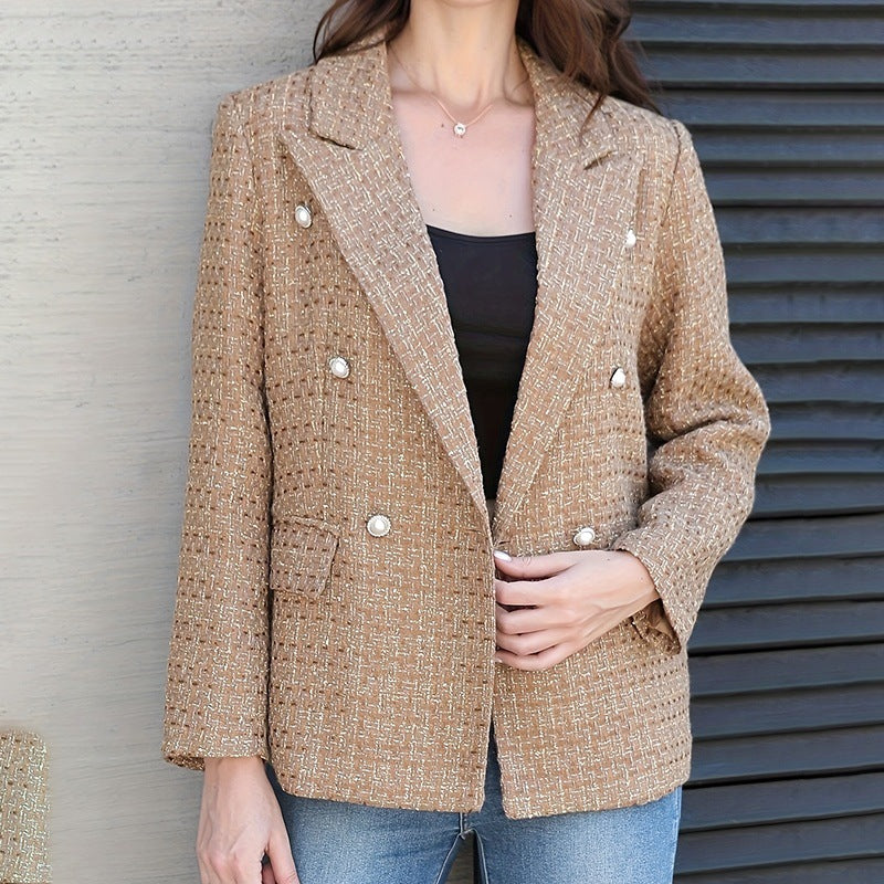 Eleganter Karierter Damen-Blazer – Tailliert & Zeitlos Stilvoll
