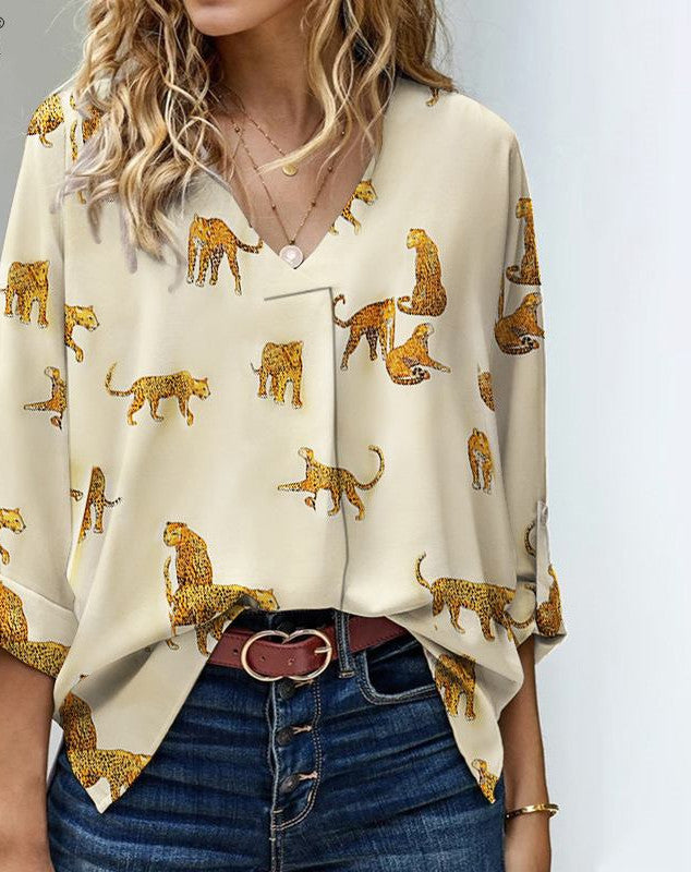 Plus Size Damen Shirt V-Ausschnitt | Lockeres Sommer Oberteil