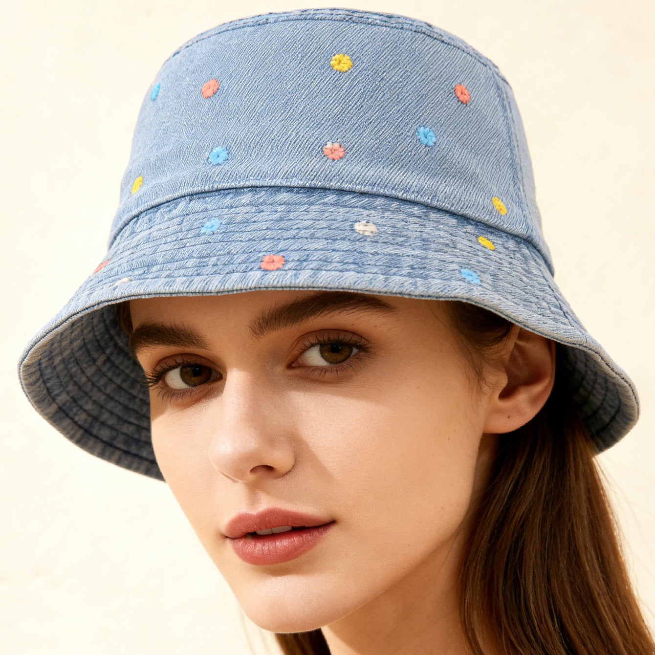 Women's Fisherman Hat with Floral Embroidery – Korean Style Bucket Hat