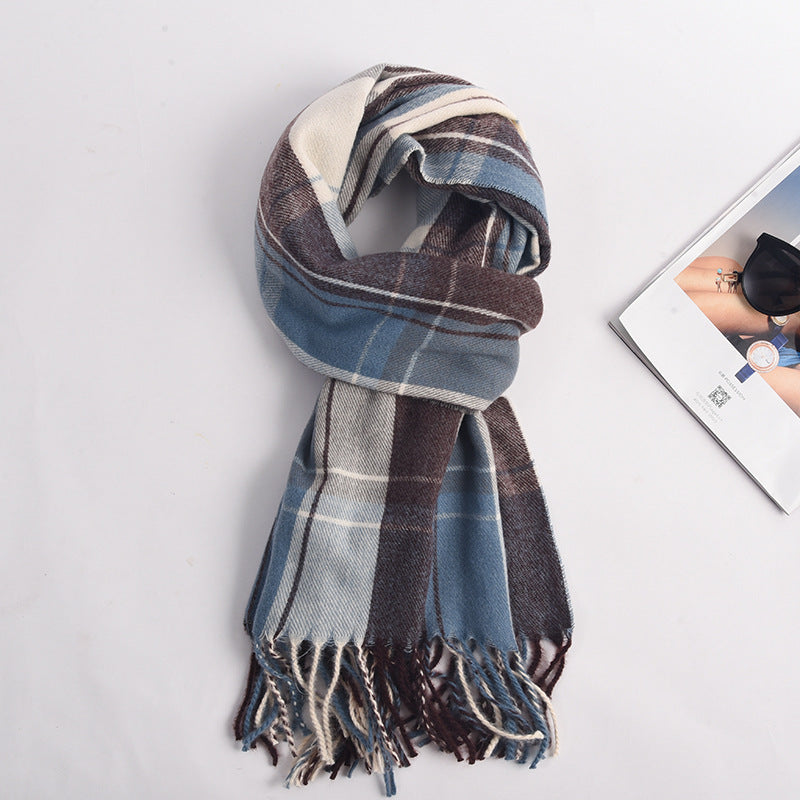 Women's Plaid Scarf Winter Warm Long Soft Thick Scarf Elegant