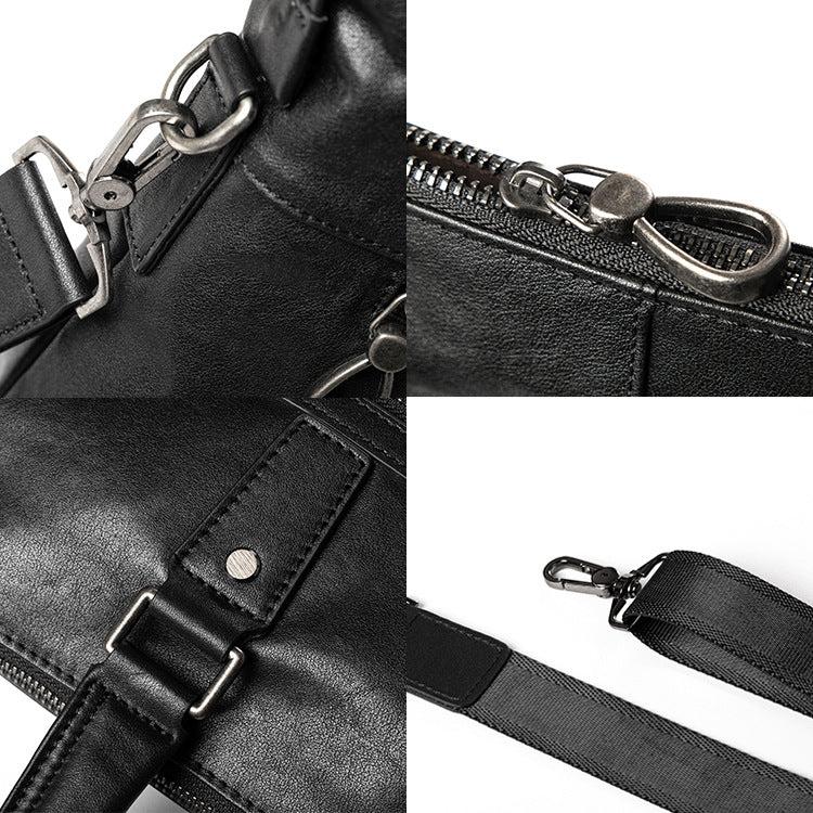 Men's Leather Business Casual Bag – Portable Laptop Briefcase