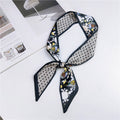 Narrow Women's Silk Scarf Thin Elegant Neckerchief Versatile