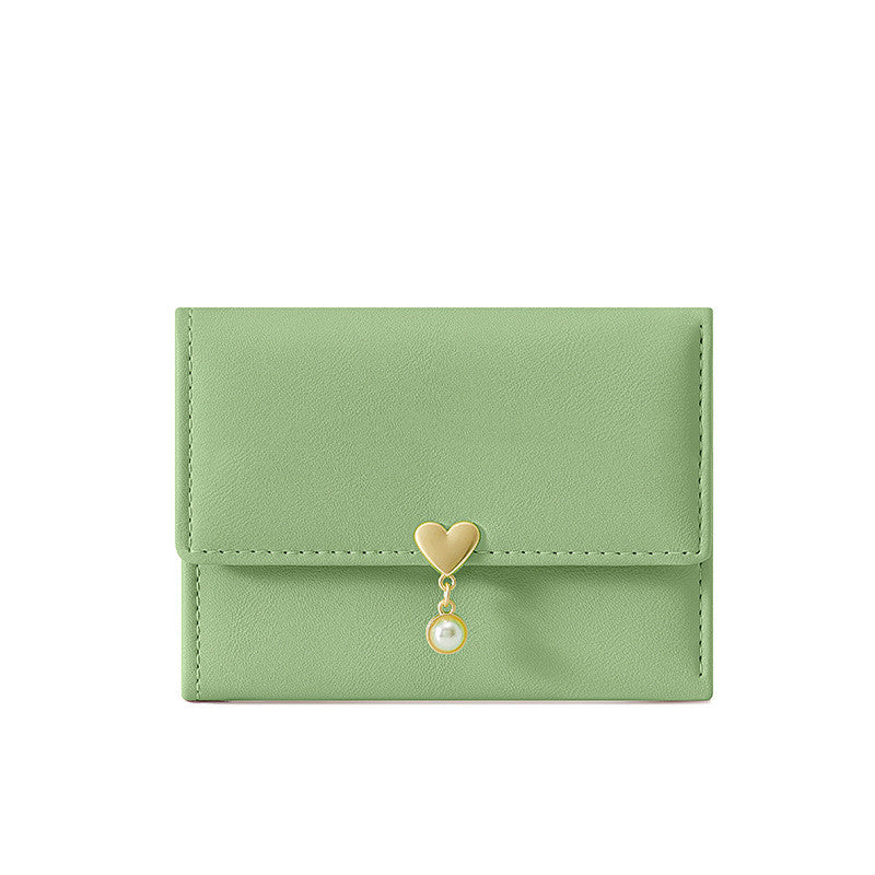 Mini Women's Tri-Fold Wallet – Cute Heart Design