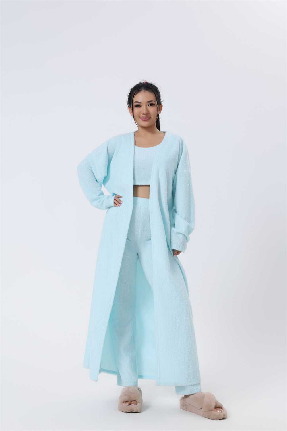 Women's Cuddly Pyjama 3-Piece Set – Warm Loungewear Winter Comfort Suit