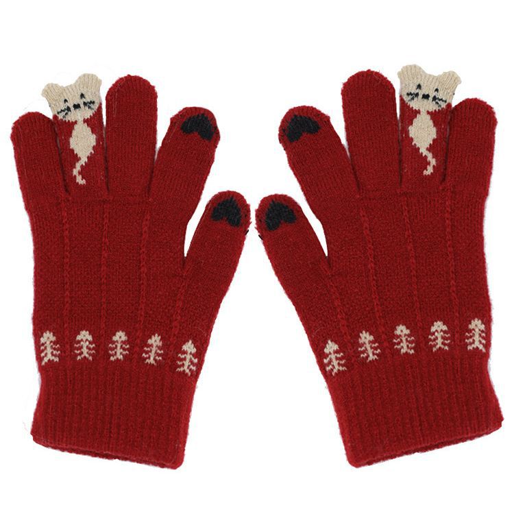 Damen Weihnachts Handschuhe Rot – Festliche Winter Fingerhandschuhe