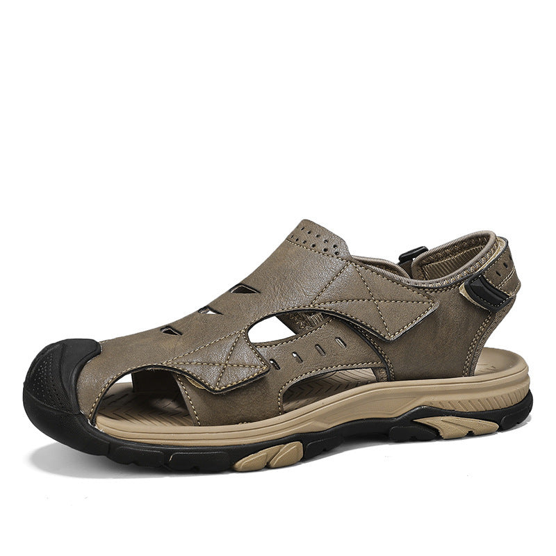 Men's XXL Leather Sandals Breathable Comfort Beach Shoes