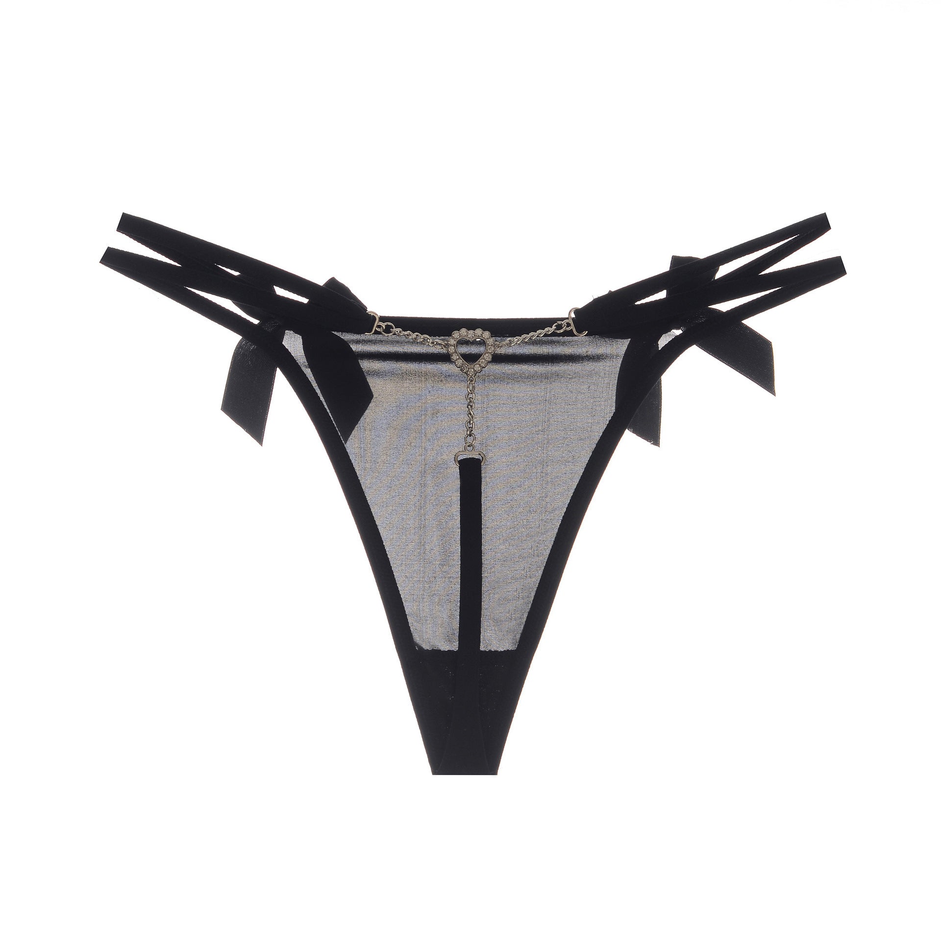 Women's Thong with Metal Chain & Lace - Sheer, Sexy & Trendy