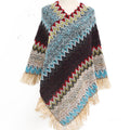 Women's Poncho Ethnic Warm Colorful Autumn Winter Cape Stylish