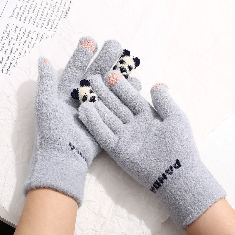 Damen Panda Touchscreen Strickhandschuhe – Warm Winter Fahrrad