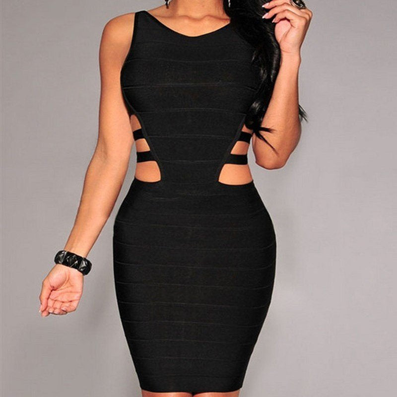 Women's Black Bandage Dress – Sleeveless, Sexy & Elegant