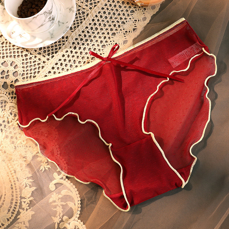 Women's Transparent Briefs with Lace & Bow – Elegant, playful & sexy