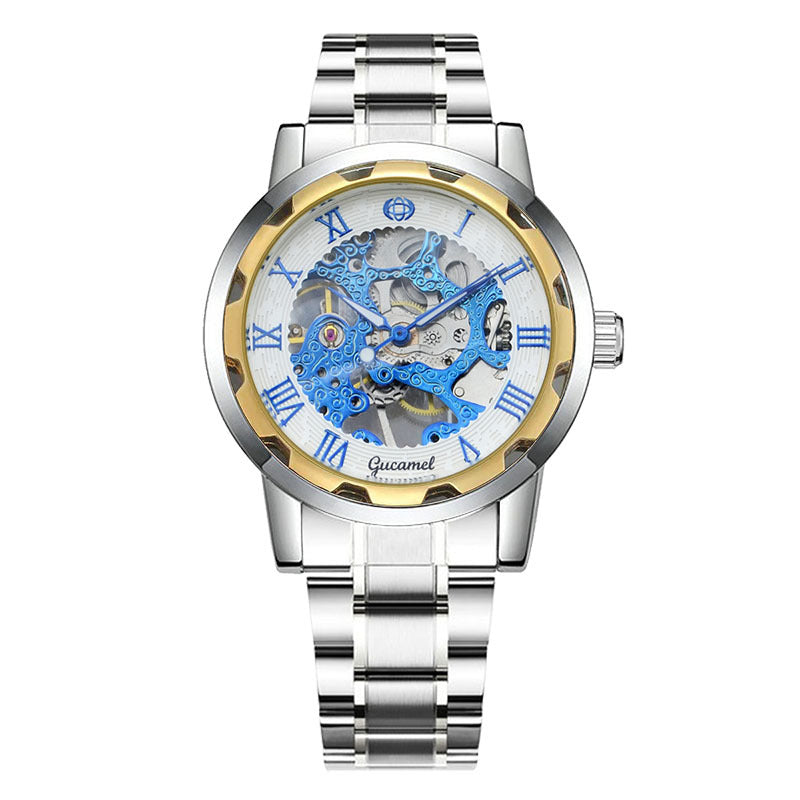 Men's Manual Winding Watch Gold Skeleton | Stainless Steel Luxury Design