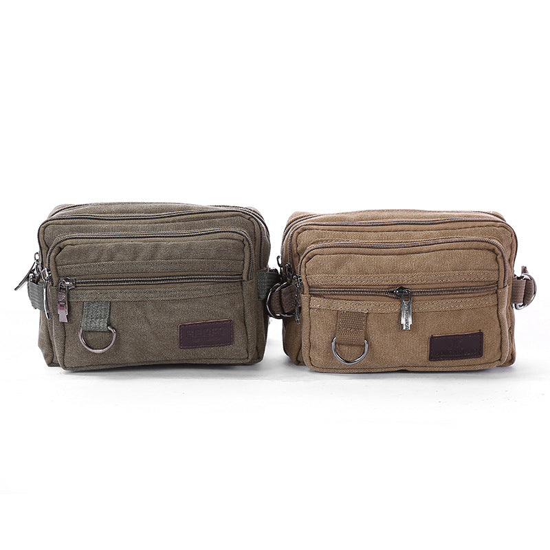 Men's Canvas Fanny Pack | 4-Pocket Outdoor Waist Bag