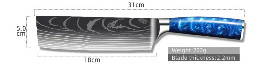 Chef Knife 8 Inch | Kitchen Knife Blue Resin Handle Stainless Steel