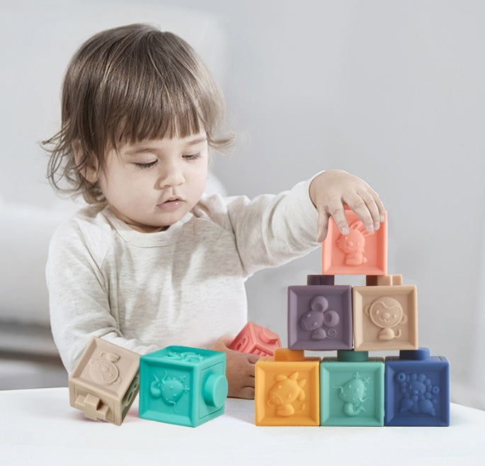 Soft Baby Building Blocks | Sensory Toy Animal Learning Set