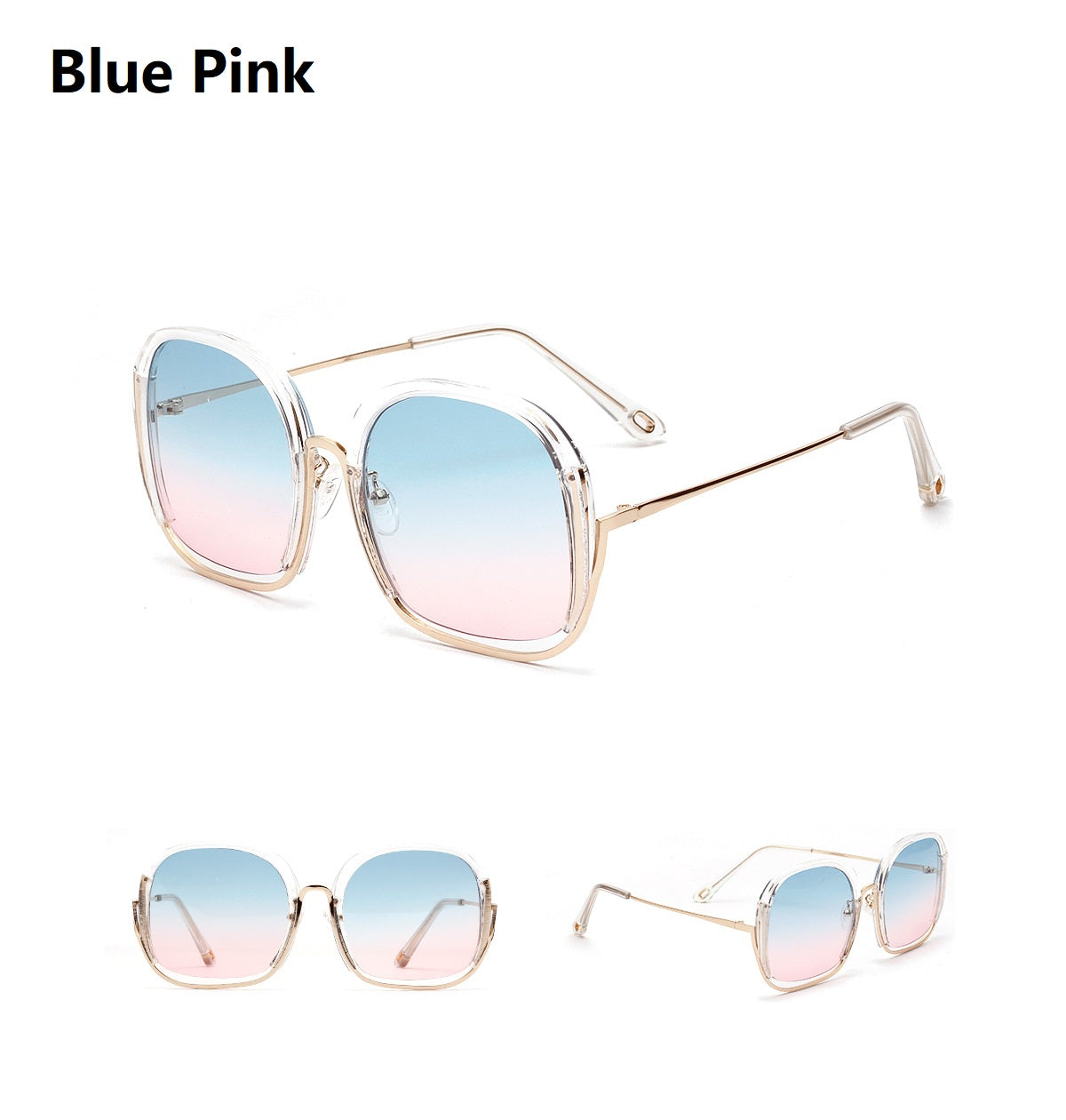Damen Sonnenbrille Halbrahmen Oversize – Bunte Fashion Brille