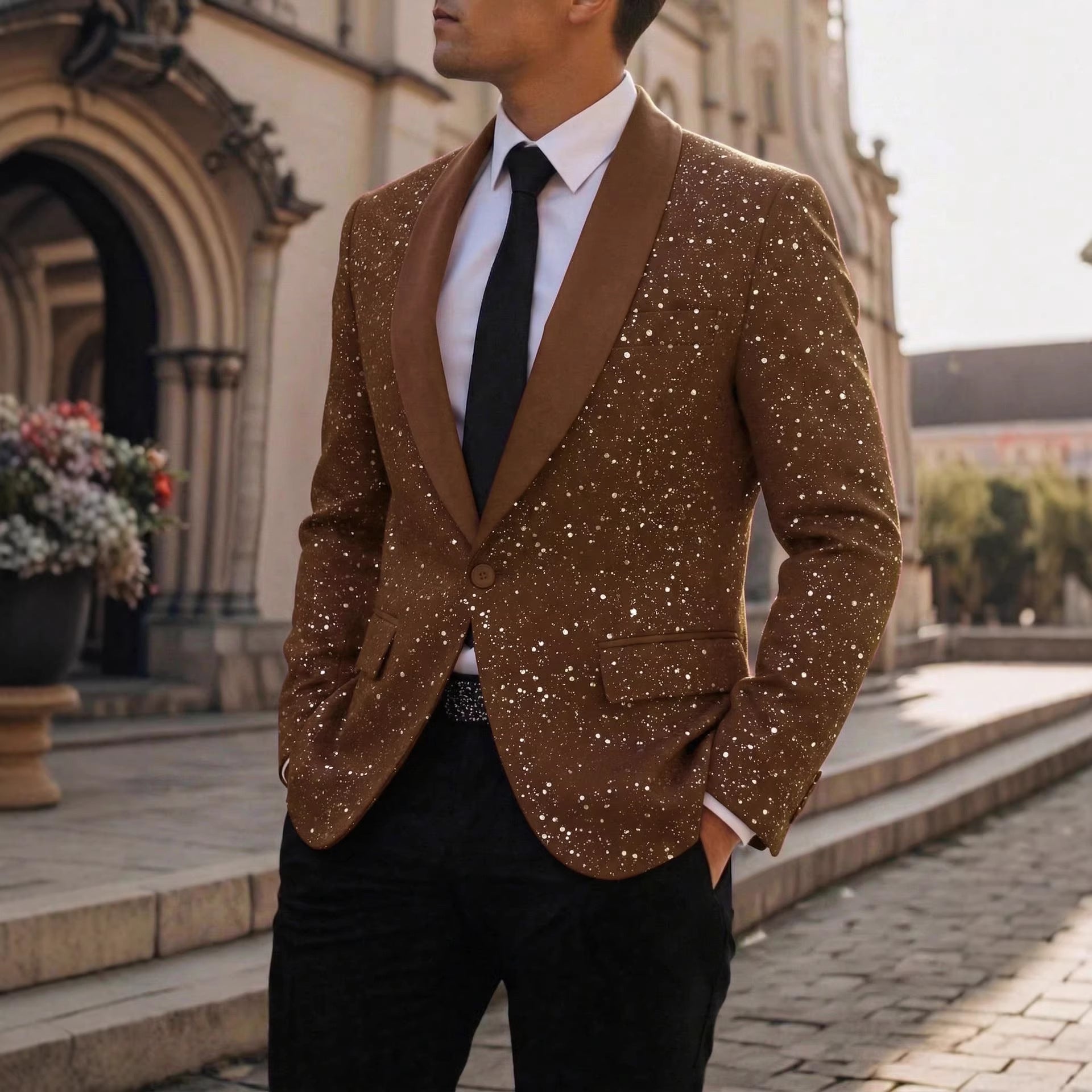 Men's Shiny Blazer Casual – Elegant Party Suit Jacket for Events