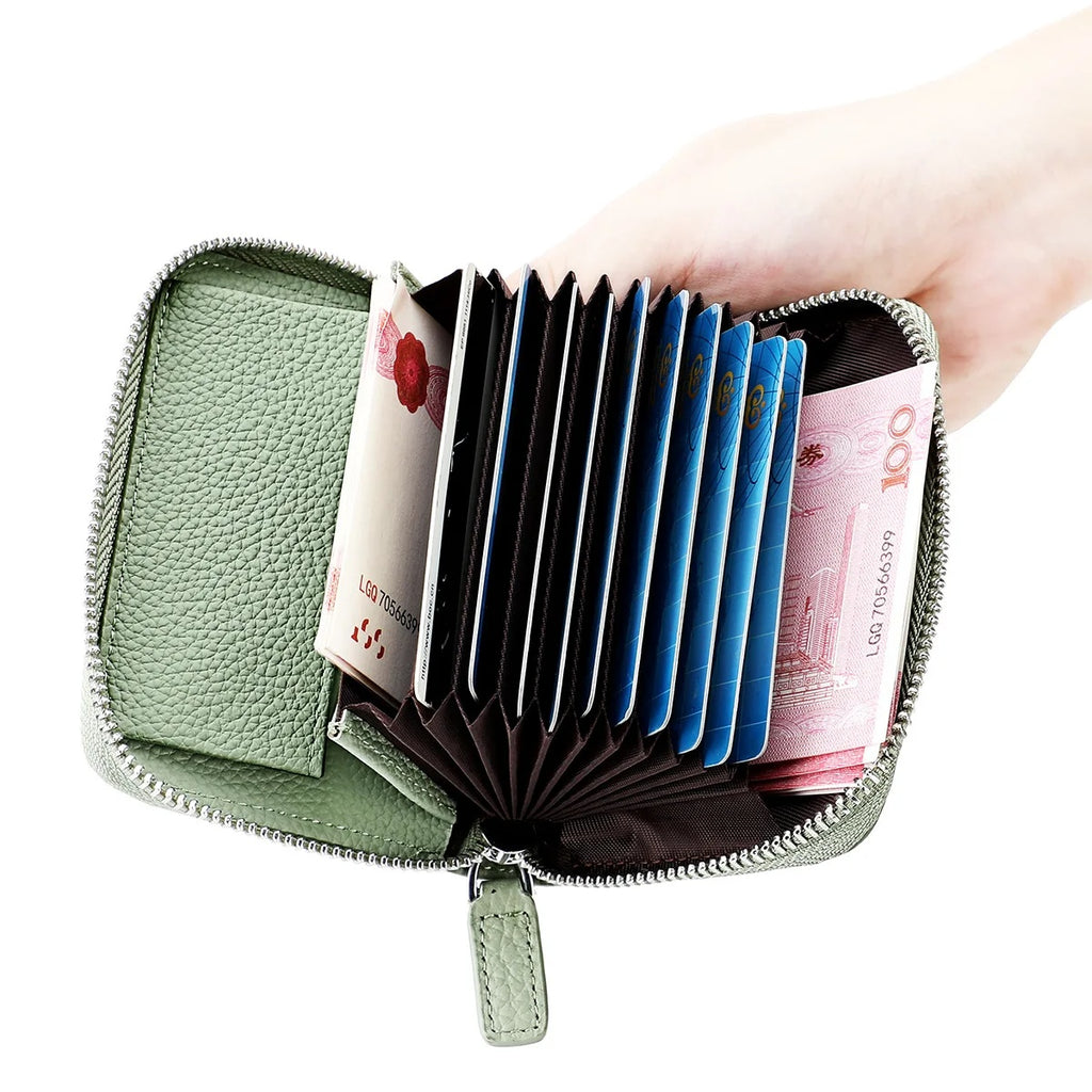 RFID Leather Card Holder - Small Wallet with Coin Pocket Unisex