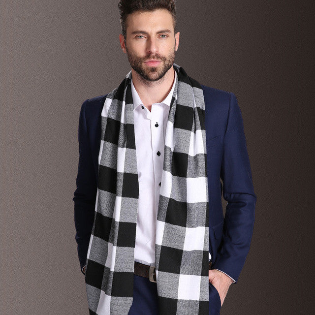 Men's Scarf Tartan Warm Winter Elegant European Style