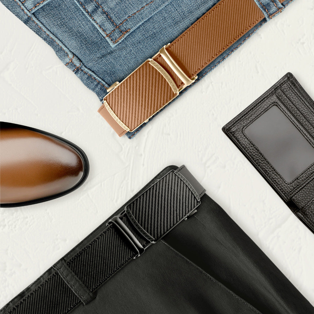 Herren Automatik Ledergürtel | Business Gürtel ohne Löcher elegant