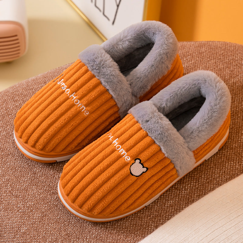 Cord Slippers with Faux Fur – Cuddly Pair of Slippers
