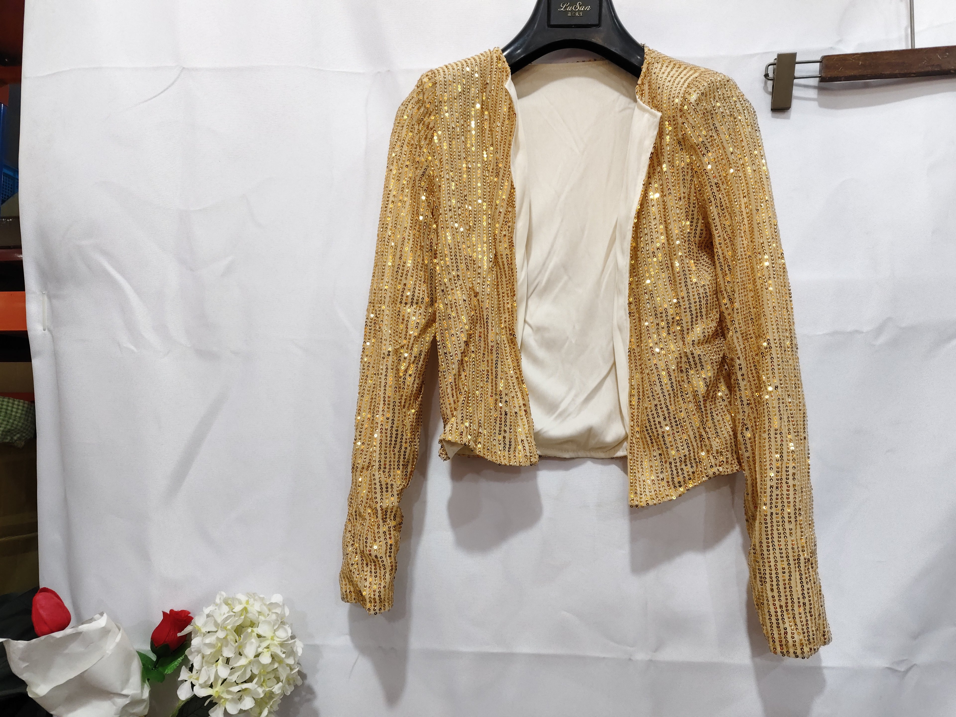 Damen Pailletten Blazer – Slim Fit, Elegant & Festlich Langarm