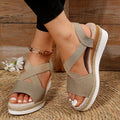 Damen Keilsandalen Gladiator | Kreuzriemen Plateau Sommer Schuhe