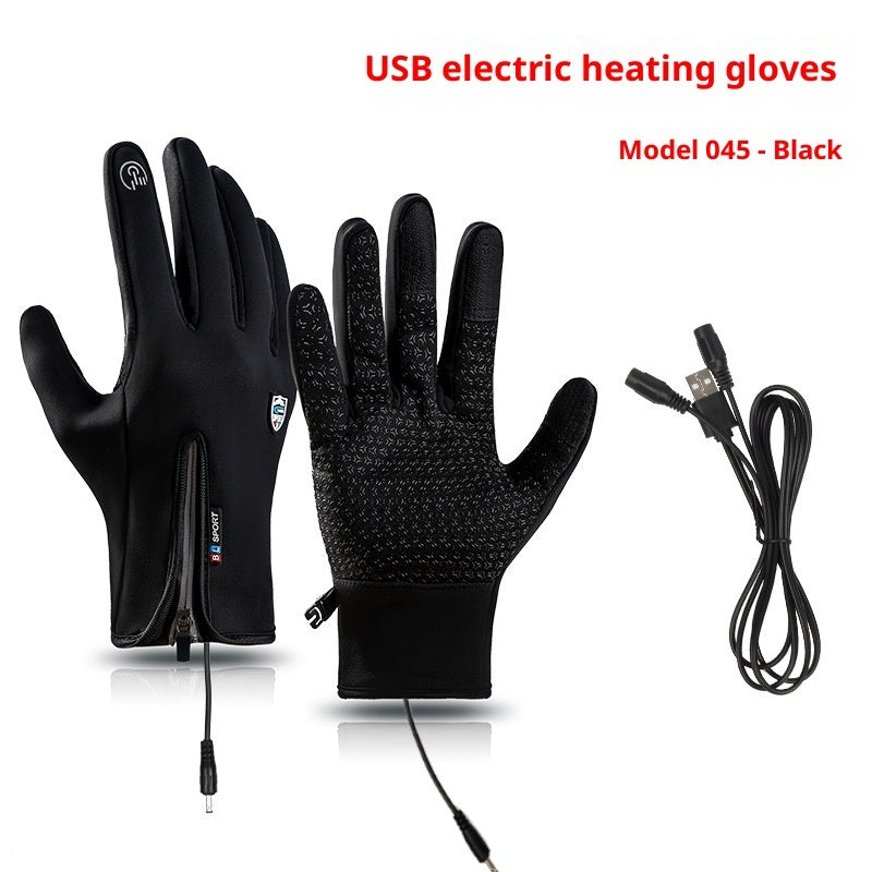 USB Heated Gloves Warm Windproof Waterproof Winter Outdoor