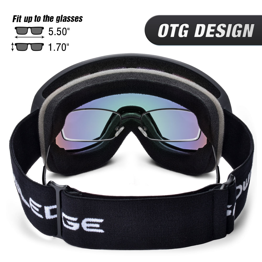 Double Lens Anti-Fog Ski Goggles | UV400 Protection Ski & Snowboard Goggles OTG
