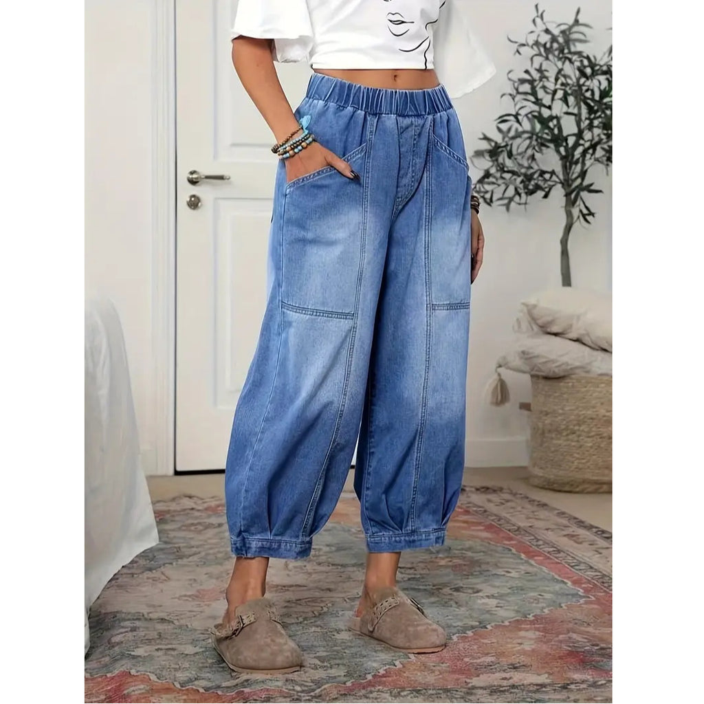Women's High Waist Capri Jeans in Retro Style – Elegant Denim Pants