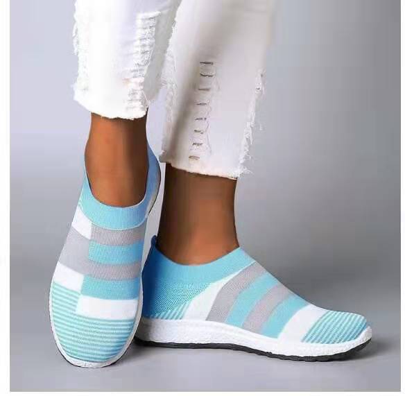 Damen Slip-On Sneaker | Bequeme Strickschuhe Freizeit Schuhe