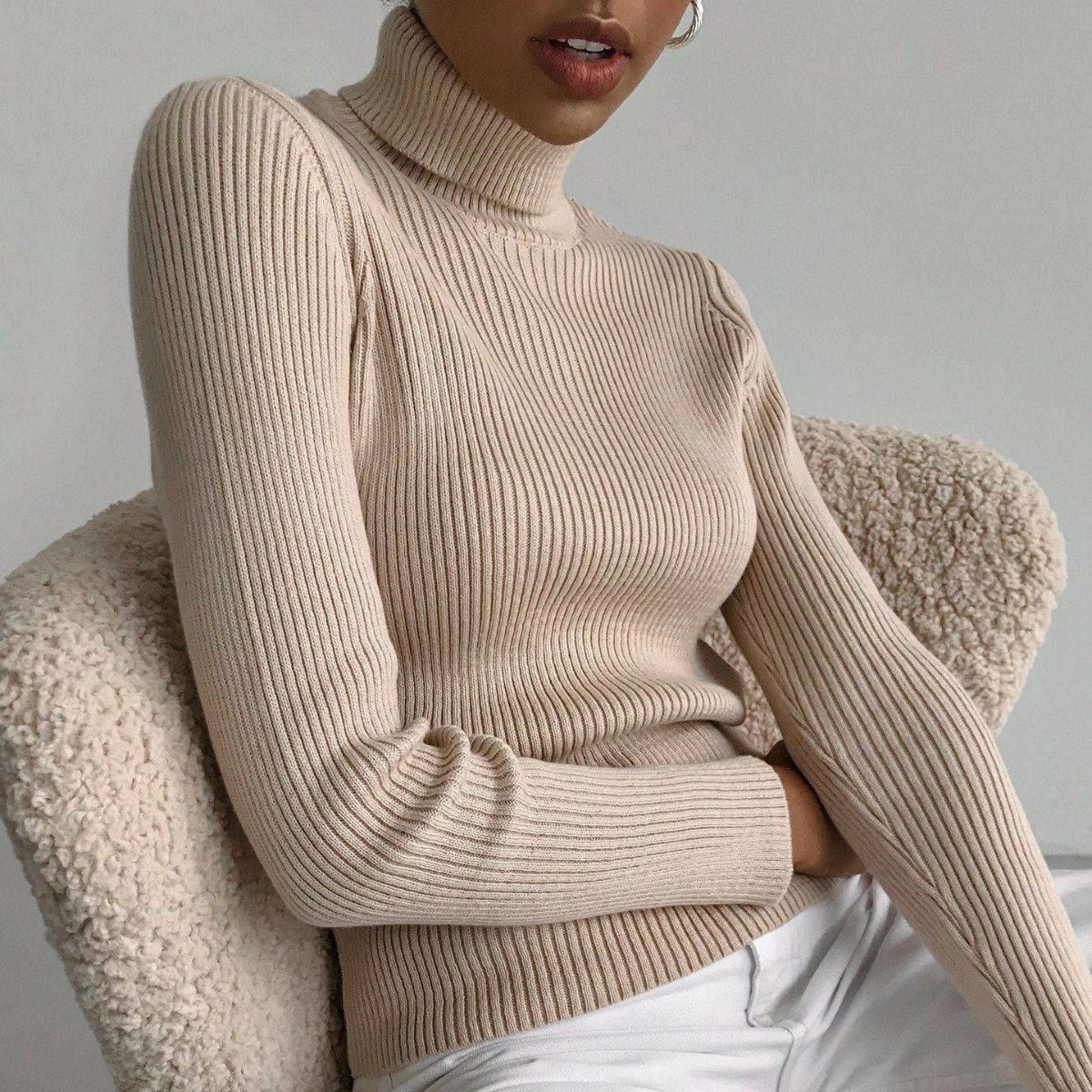 Damen Rollkragenpullover | Eleganter Winter Stricklook