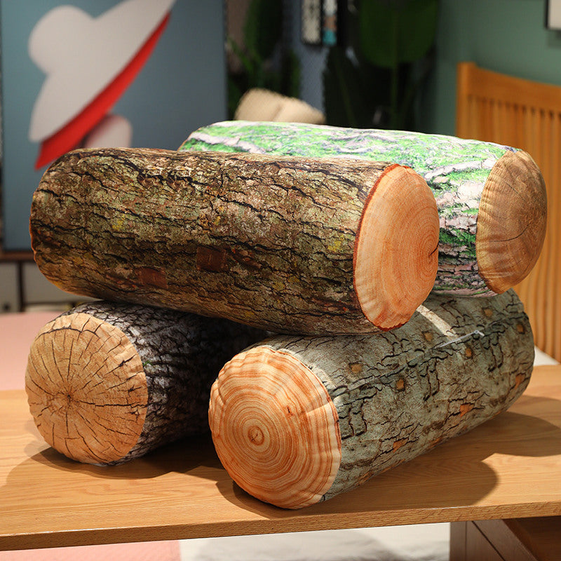 Log Pillow Decor | Realistic Wood Look Sofa Pillow
