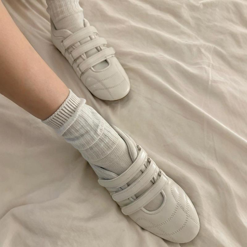 Women's Ballerina Hook and Loop Fastener Comfortable | Casual Flats Round Toe