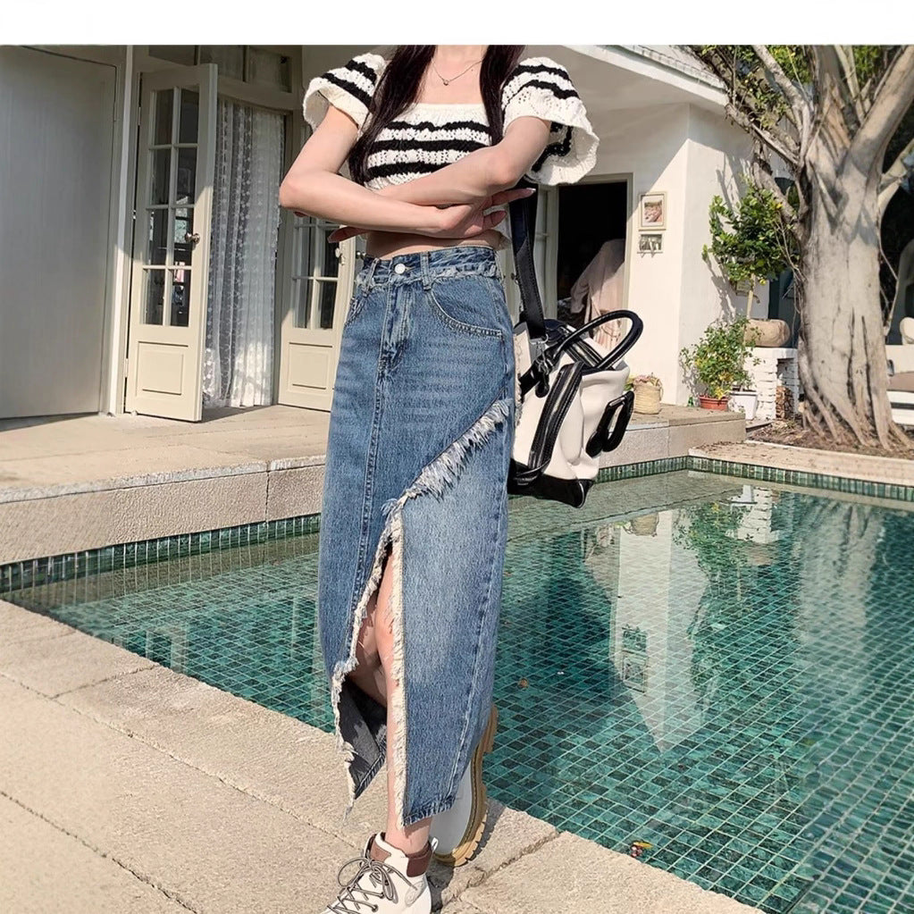 High-waisted Figure-flattering Niche Mid-length A-line Skirt