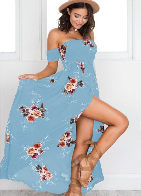 Boho Off-Shoulder Maxi Dress - Breezy Summer & Beach Dress for Women