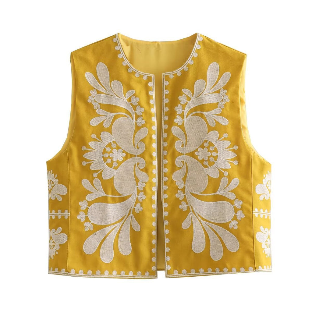 Damen Stickerei Weste Elegant | Ärmelloses Vintage Boho Top