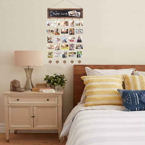 Wooden Photo Wall with Clips | Buy Modern & Creative Wall Decor
