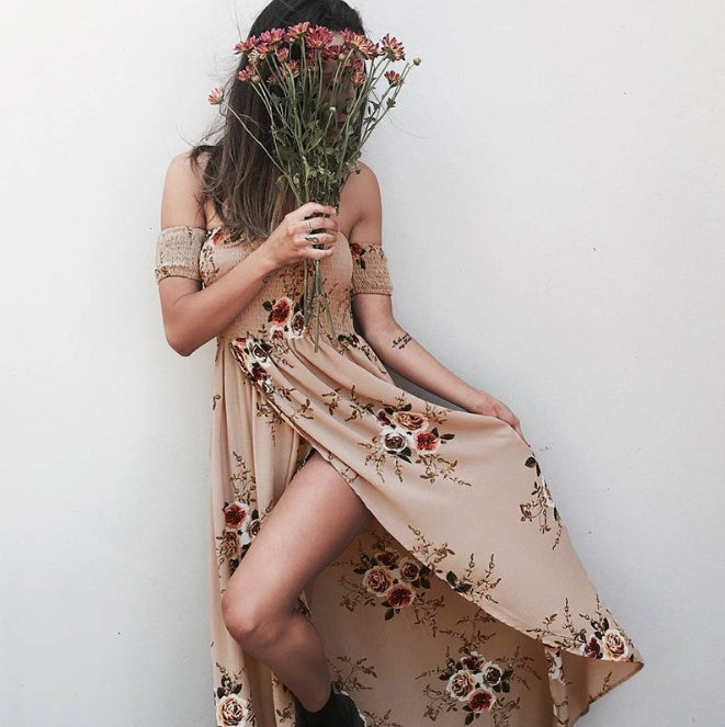 Boho Off-Shoulder Maxi Dress - Breezy Summer & Beach Dress for Women