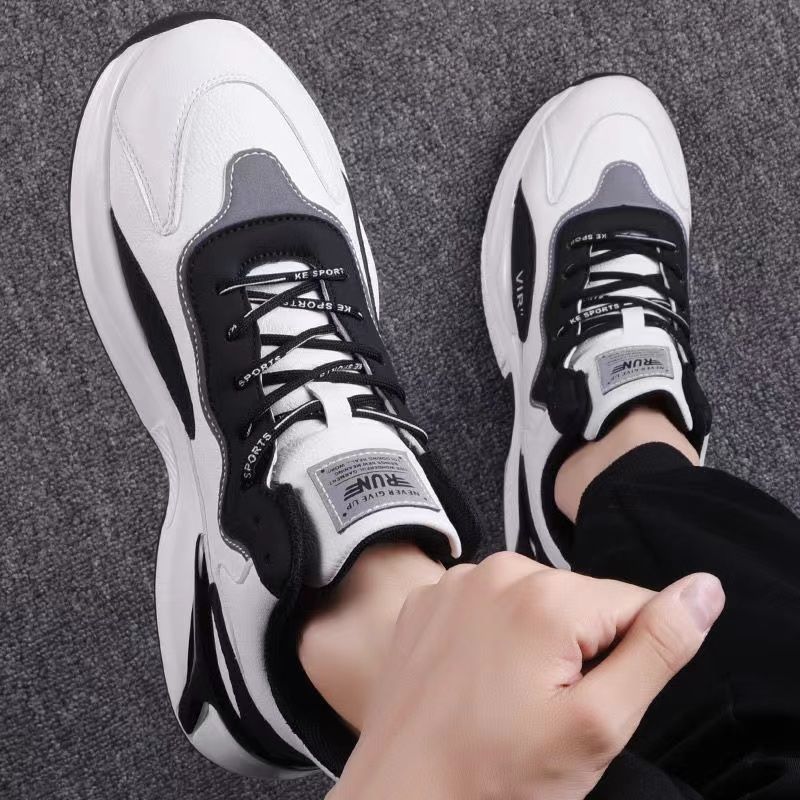 Herren Schwarz Weiß Sneaker Leicht Atmungsaktiv Freizeit Schuhe