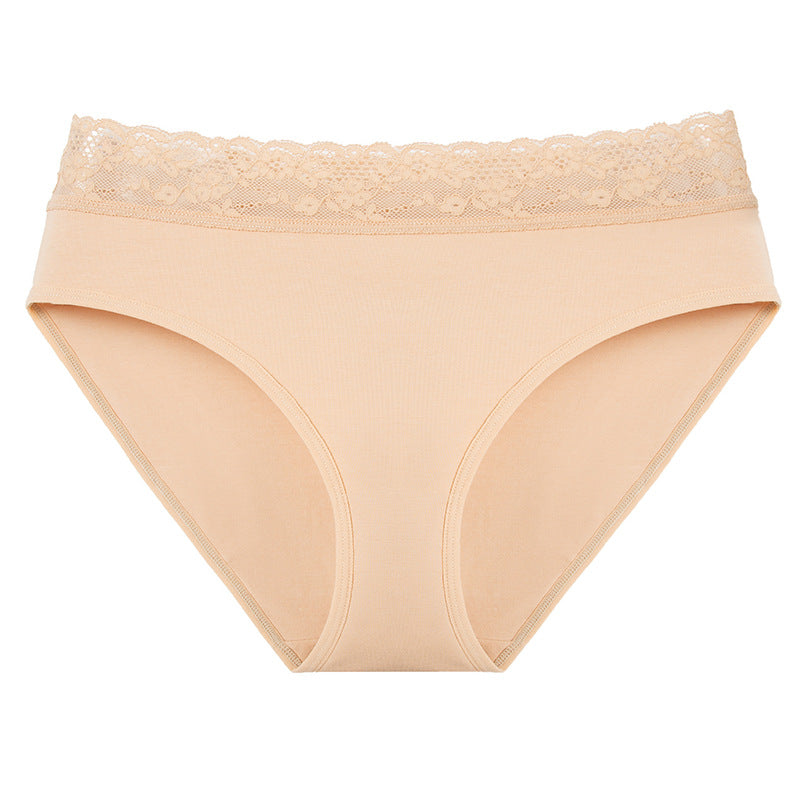 Women's High Waisted Cotton Briefs with Lace | Seamless Comfort**