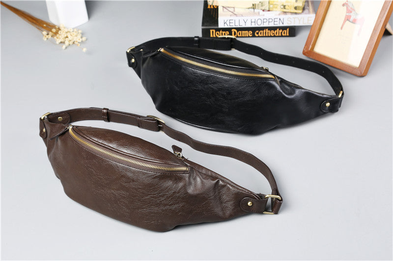 Men's Leather Chest Bag | Compact Crossbody Sling Bag