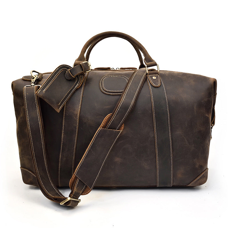 Crazy Horse Leather Travel Bag XXL | Vintage Weekender for Men