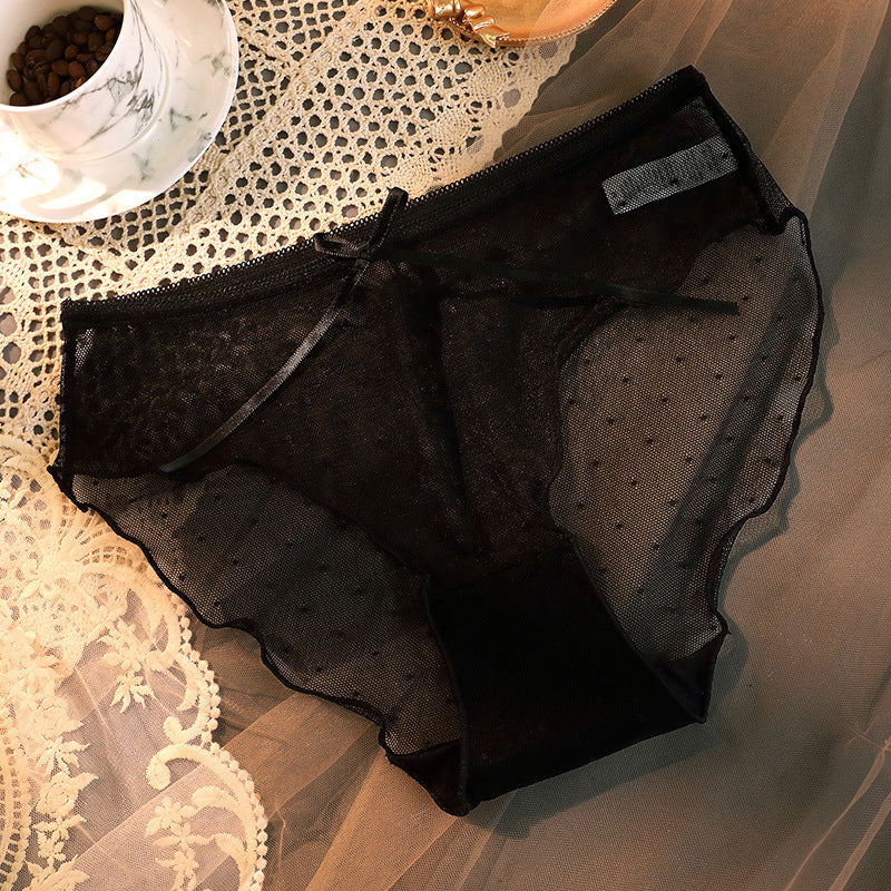 Women's Transparent Briefs with Lace & Bow – Elegant, playful & sexy