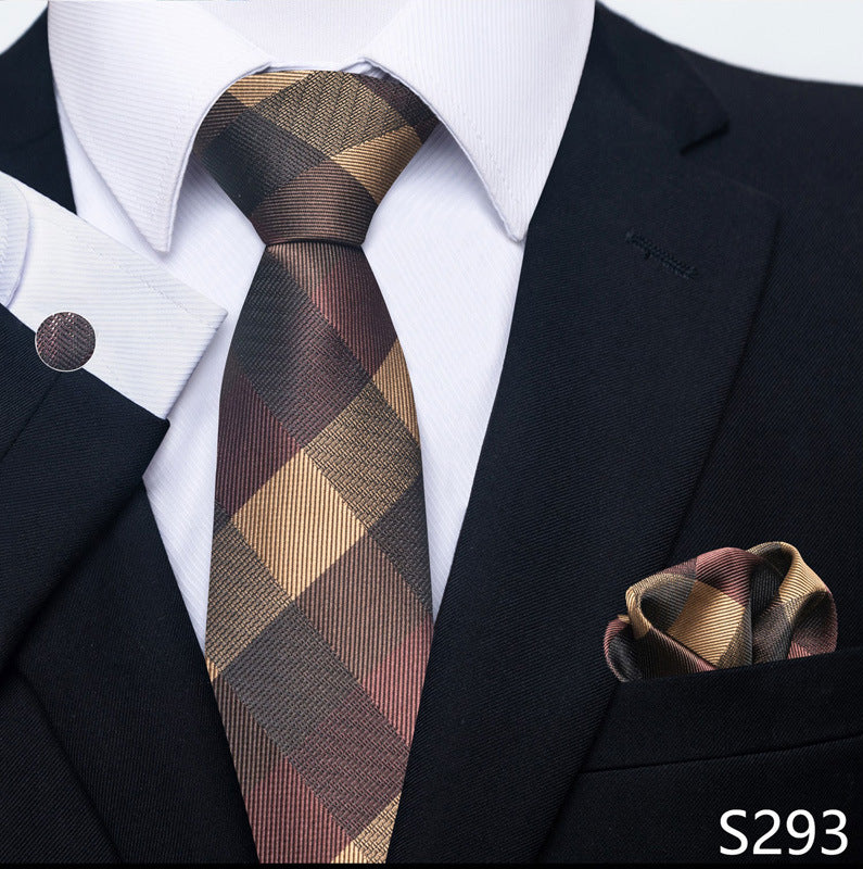 Men's Tie Set Business Scarf Cufflinks Elegant