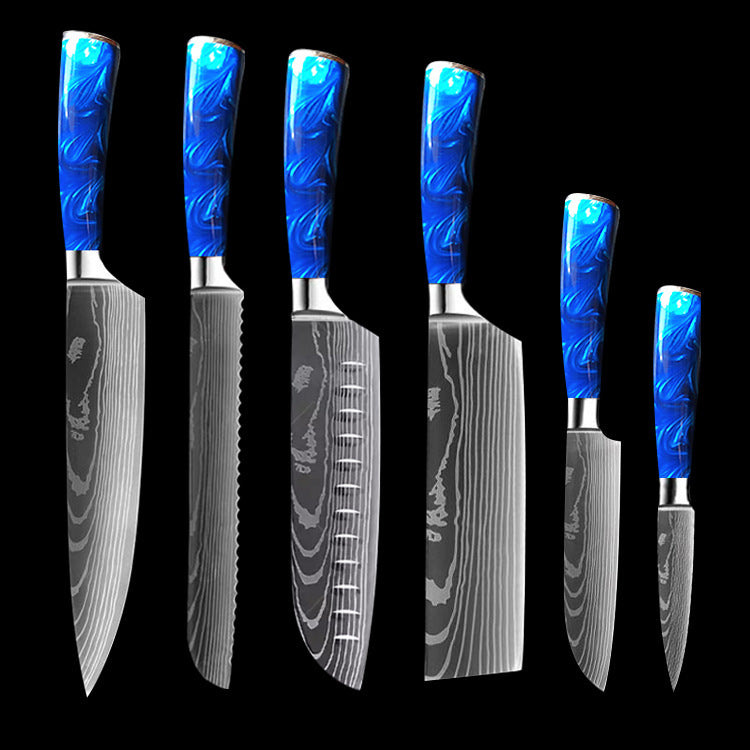 Chef Knife 8 Inch | Kitchen Knife Blue Resin Handle Stainless Steel