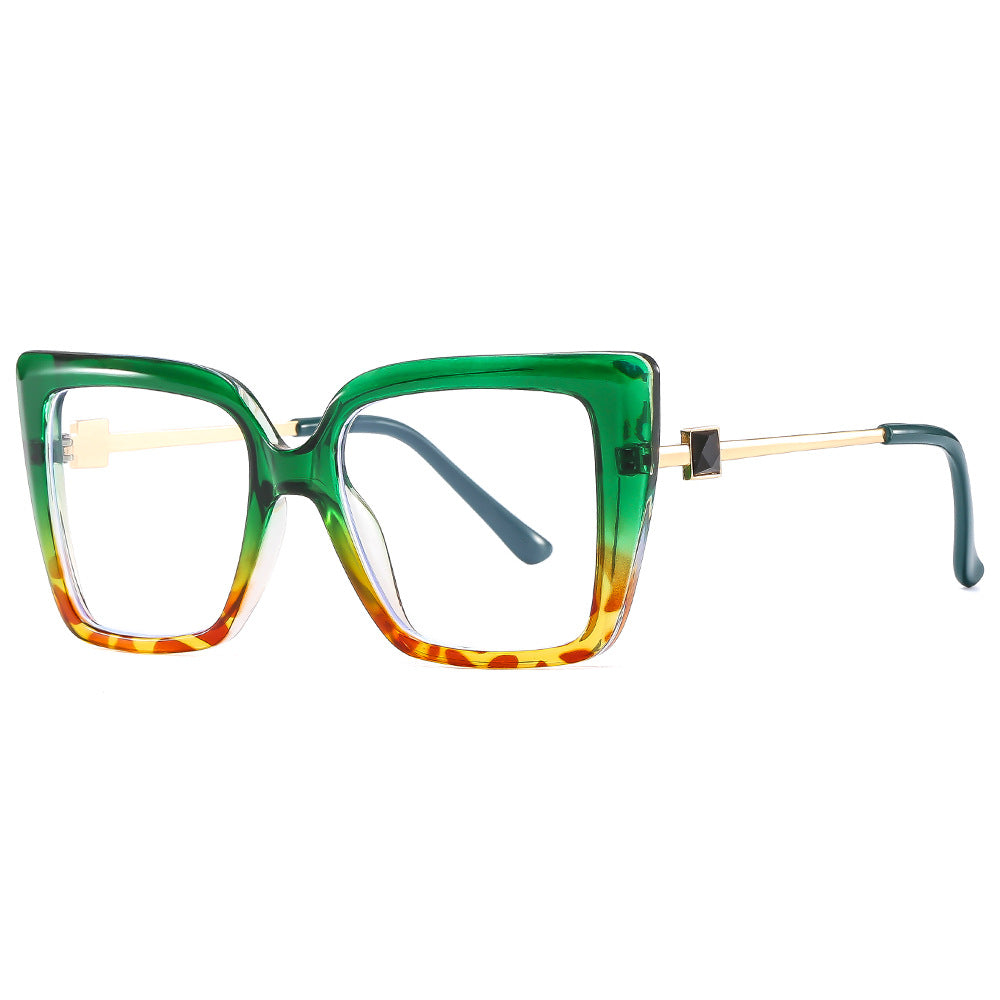 Luxuriöse Cat-Eye Damenbrille mit Strass | Große Farbige Statement-Fassung