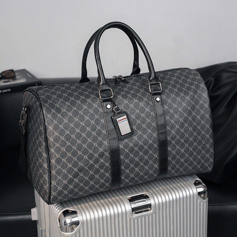Large Crossbody Travel Bag Checkered Design - Korean Shoulder Bag
